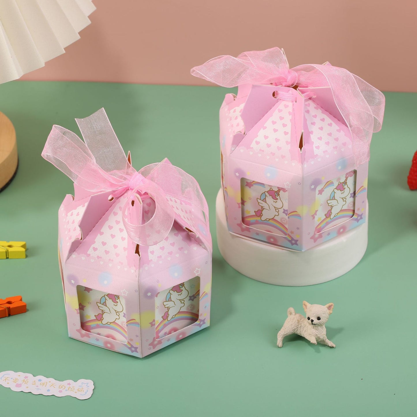 Carousel Octagon Candy Box – Wedding Favor Gift with Ribbon