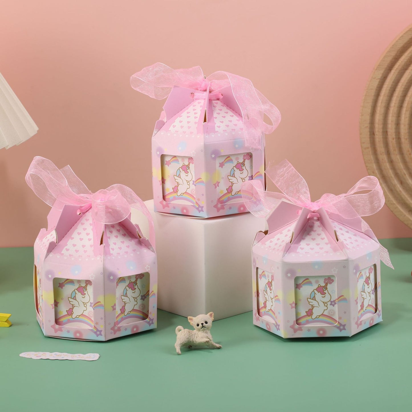 Carousel Octagon Candy Box – Wedding Favor Gift with Ribbon