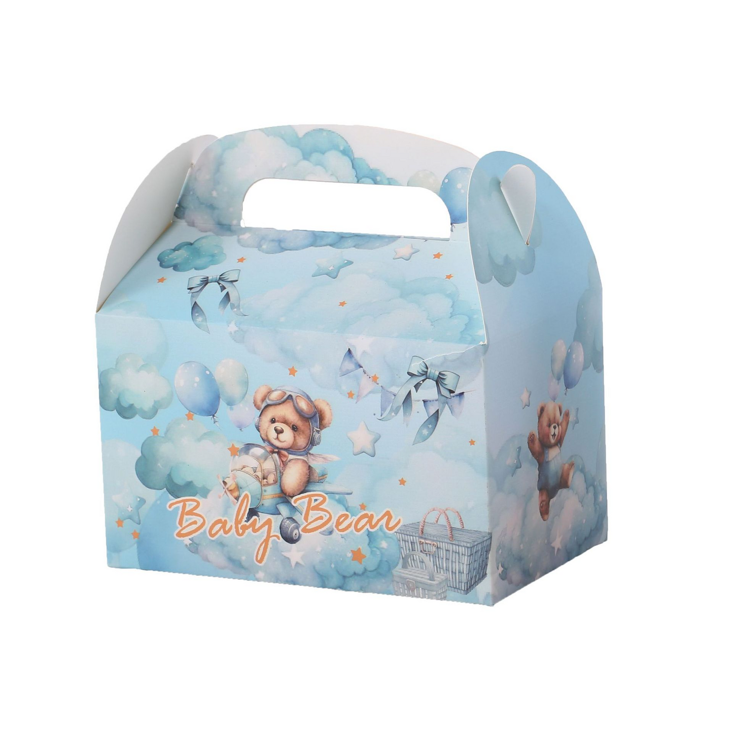 Jungle Party Hexagon Gift Box – Bear & Unicorn Design Candy Favor Bag with Handle