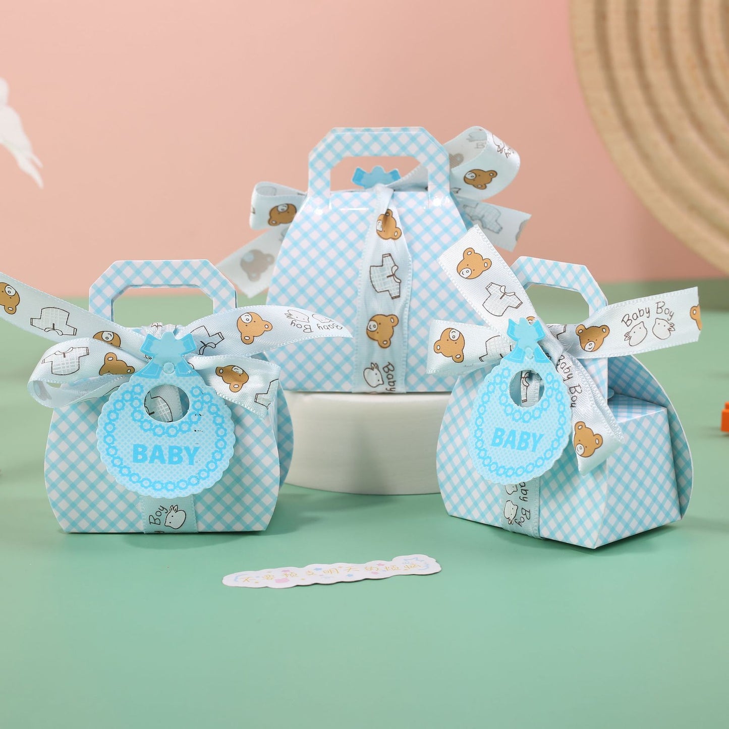 Bib-Style Gingham Gift Box with Handle