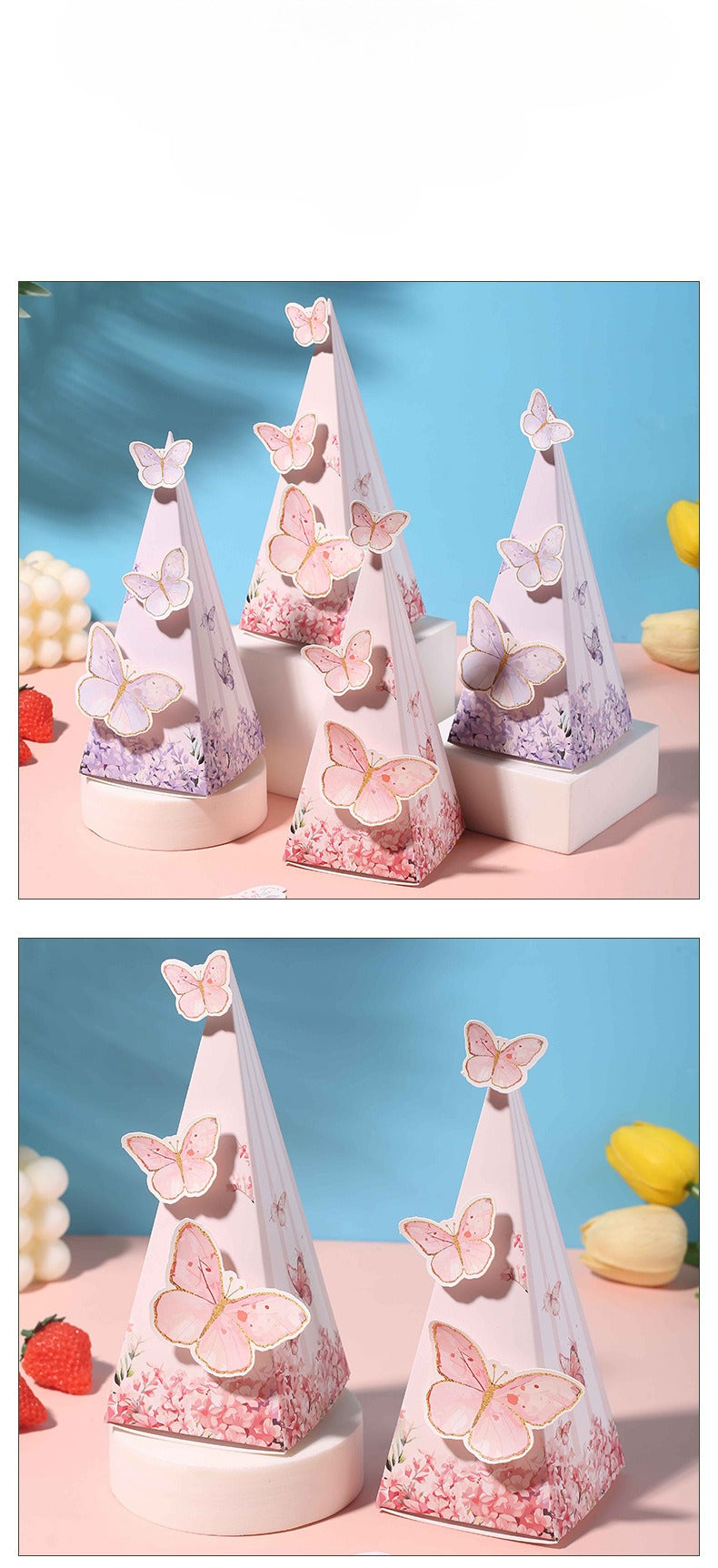 Triangle Prism Butterfly Wedding Favor Box