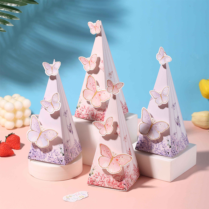 Triangle Prism Butterfly Wedding Favor Box