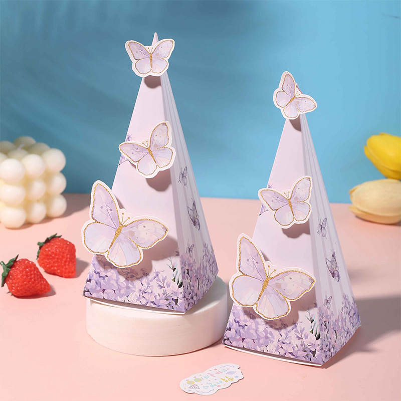 Triangle Prism Butterfly Wedding Favor Box