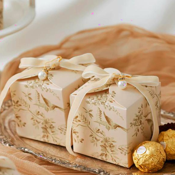 French Bird & Floral Oriental Wedding Candy Gift Box