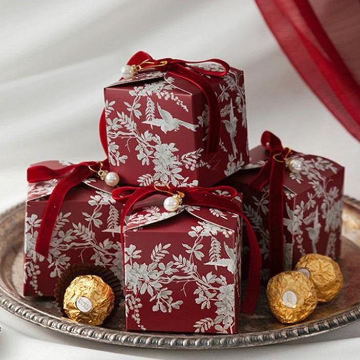 French Bird & Floral Oriental Wedding Candy Gift Box