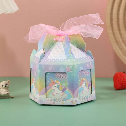 Carousel Octagon Candy Box – Wedding Favor Gift with Ribbon