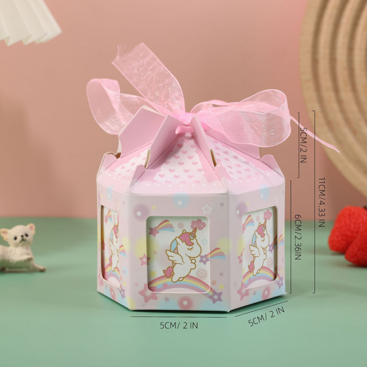 Carousel Octagon Candy Box – Wedding Favor Gift with Ribbon
