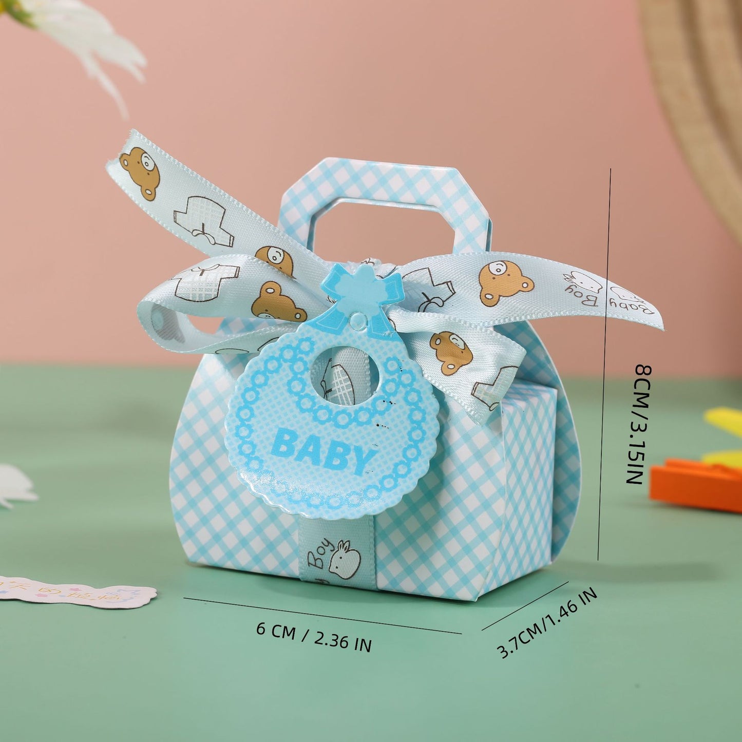 Bib-Style Gingham Gift Box with Handle