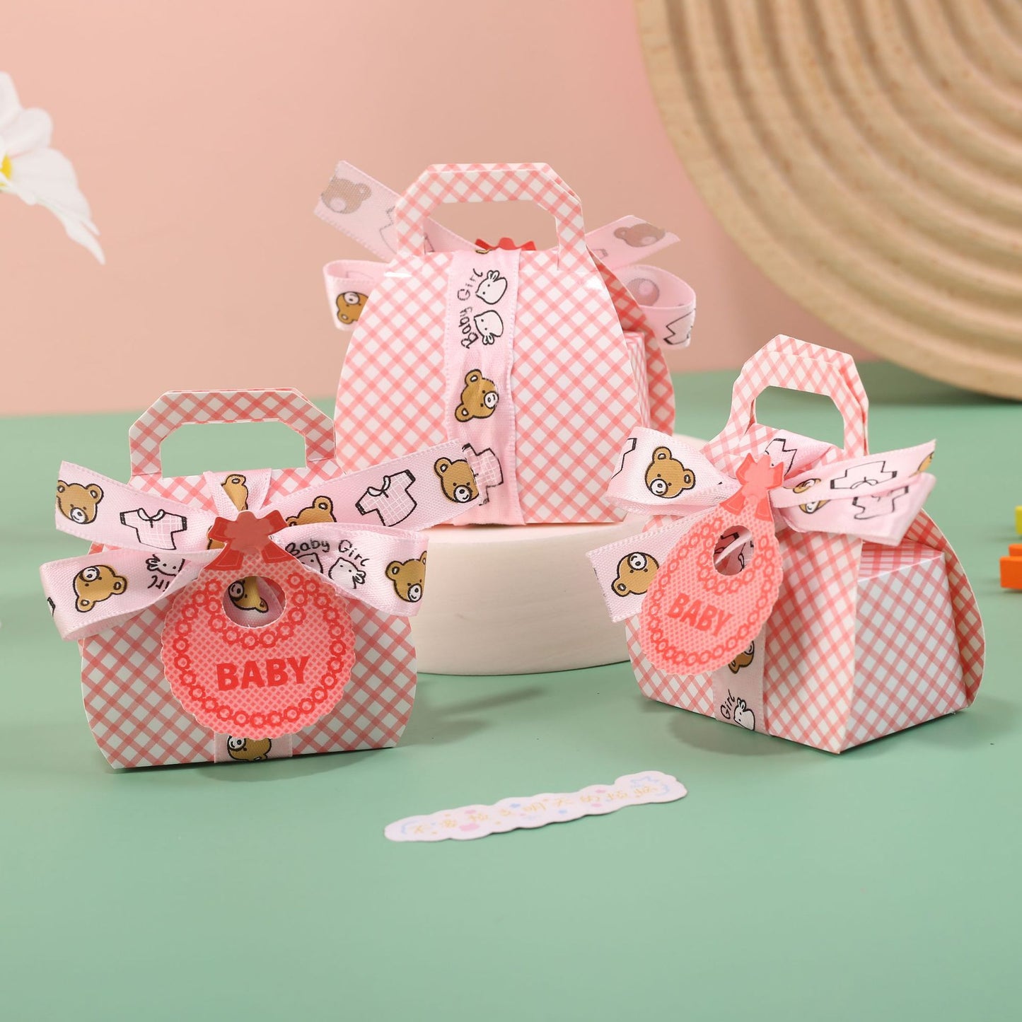 Bib-Style Gingham Gift Box with Handle