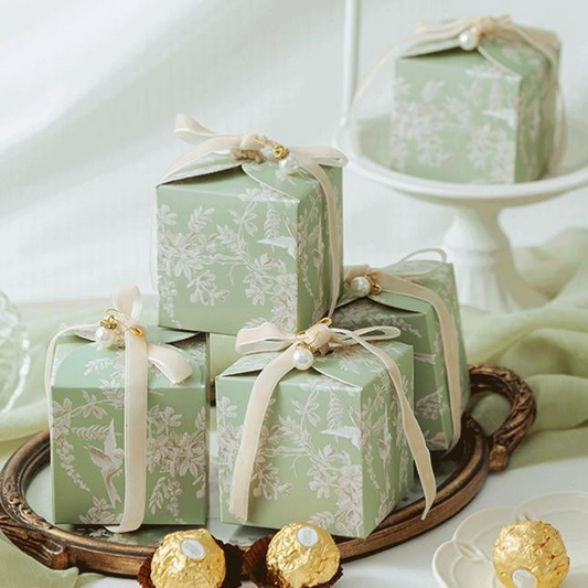 French Bird & Floral Oriental Wedding Candy Gift Box